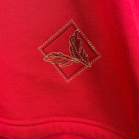 Breckenridge Womans Cardigan Sweater PM Petite Red Embroidered Patchwork Holiday - Picture 12 of 12